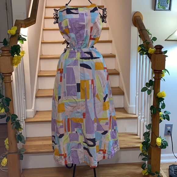 ✨Open Edit COLORFUL 🎨 Tie Open Back 100% Organic Cotton Maxi Dress✨ - Picture 5 of 14